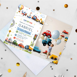 Convites Toot, Beep, Honk! Aniversário Aquarela