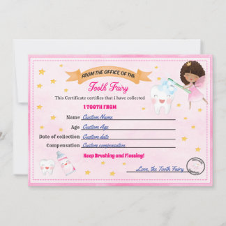 Convites Tooth Fairy Certificate - Lost Tooth Receipt