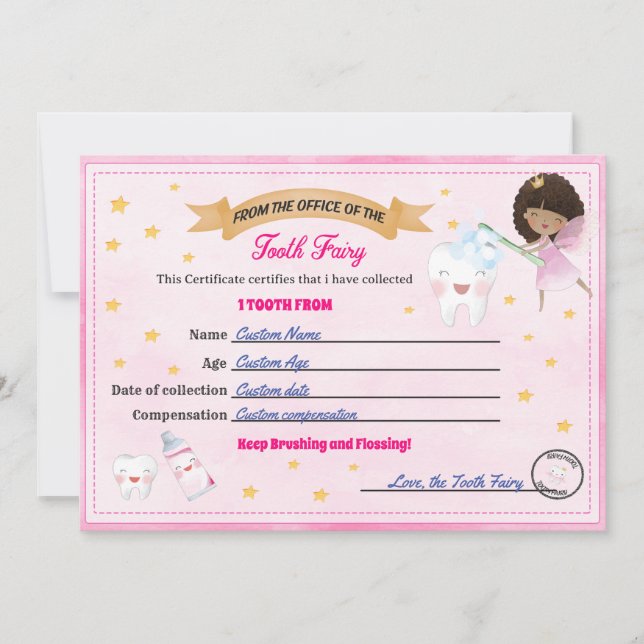 Convites Tooth Fairy Certificate - Lost Tooth Receipt (Frente)