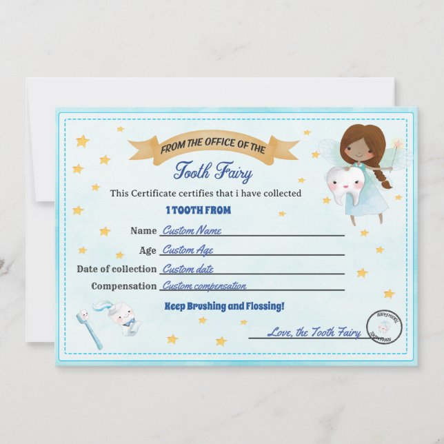 Convites Tooth Fairy Certificate - Lost Tooth Receipt (Frente)