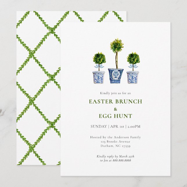 Convites Topiaries Easter brunch & eggs hunt invitation (Frente/Verso)