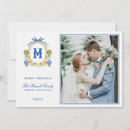 Convites Tópico laranja na Chinoiserie Pote Crest Monograma