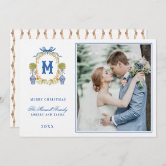 Convites Tópico laranja na Chinoiserie Pote Crest Monograma