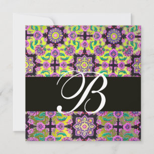 Convites TOPKAPI AMARELO NEGRO MONOGRAMA DE DAMASK rosa ver