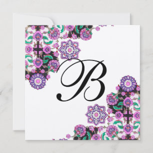 Convites TOPKAPI BLACK MONOGRAM cor-de-rosa