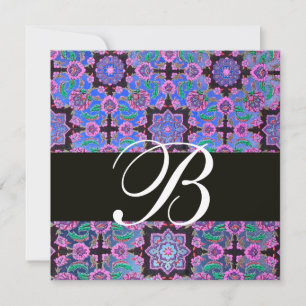 Convites TOPKAPI BLUE BLACK MONOGRAMA cor-de-rosa