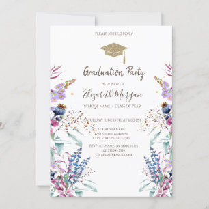 Convites Toque de Formatura Brilhante de Prado de Flores Si