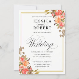 Convites Toque de Script Elegante do Casamento outono Flora