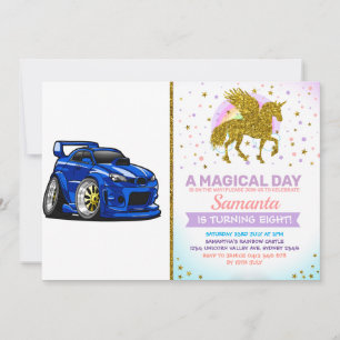 Convites Toque de velocidade do carro com músculo azul - E