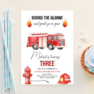 Convites Toque O Alarme Bombeiro Caminhão De Bombeiros Aniv
