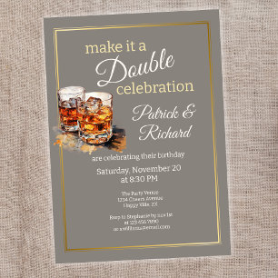 Convites Torne-se uma Celebração Dupla Copo de Uísque Cinza