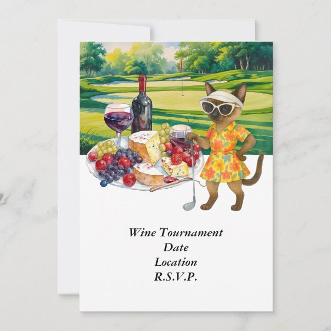Convites Torneio de degustação de vinho de golfe com vinho  (Frente)