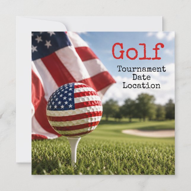 Convites Torneio de golfe com bola de golfe com a bandeira  (Frente)