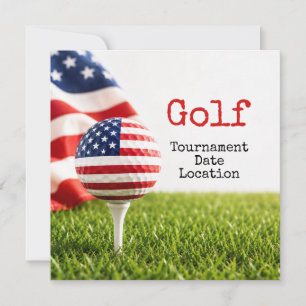 Convites Torneio de golfe com bola de golfe com a bandeira