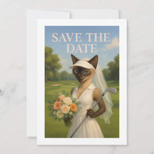 Convites Torneio Golfer Cat Bride Salve o Casamento de Data