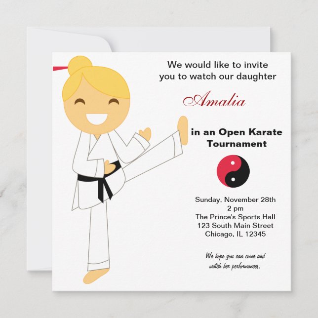 Convites Torneio Karate Kids (Frente)