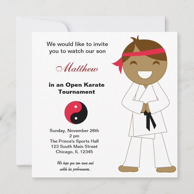 Convites Torneios Karate Kids (Frente)