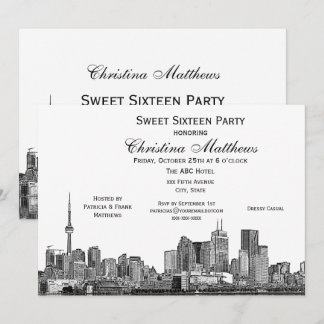Convites Toronto Etch DIY BG Cor Sweet 16 Wht