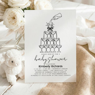 Convites Torre de champanhe de mamadeira de bebê Festa de b