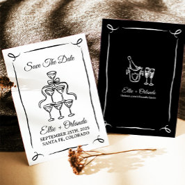 Convites Torre de Champanhe Desenhada à Mão Caprichosa Salv