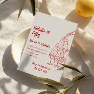 Convites Torre de Champanhe Desenhada em 50 Mãos - 50.º Ani