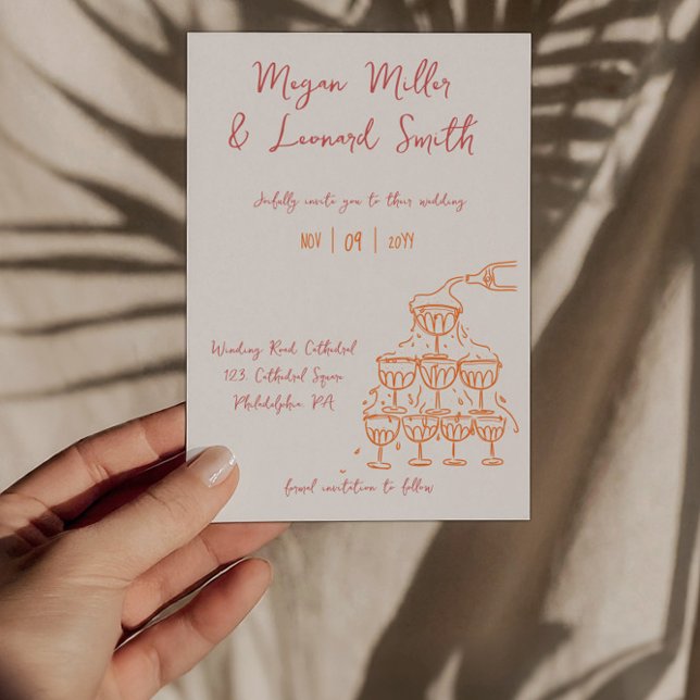 Convites Torre de champanhe Funky guarde o casamento (Criador carregado)