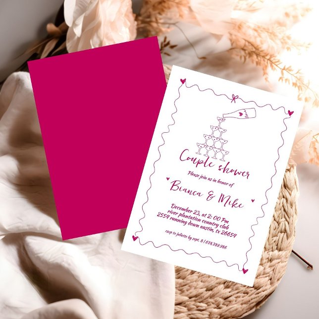 Convites Torre de Champanhe Manuscrita Funky Em Torre (Criador carregado)