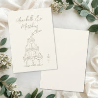 Torre de Champanhe Vintage Esboço de Casamento Ele