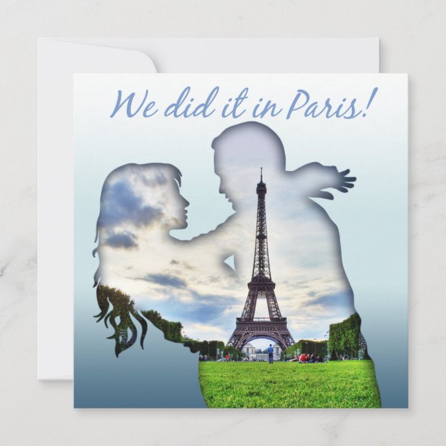 Convites Torre Eiffel Casal Recepção de Casamento Paris (Frente)