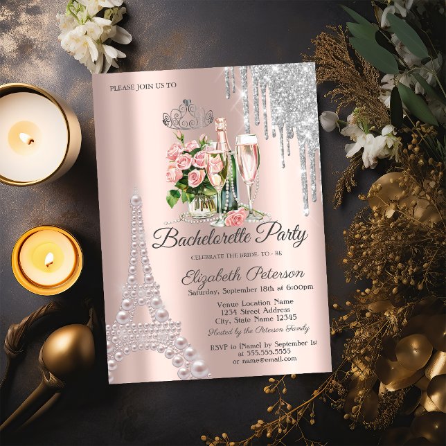 Convites Torre Eiffel,Coloca Festa de solteira de Pérolas d (Criador carregado)