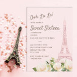 Convites Torre Eiffel Cor-de-rosa-claro, branca, doce 16<br><div class="desc">Oh la la! Convide convidados para uma encantadora e elegante celebração do 16 Sweet com este convite de aniversário inspirado em Paris. Com tons cor-de-rosa suaves, uma delicada ilustração da Torre Eiffel, e rosas românticas de marfim, esta design capta a magia de um partido de temática francesa. A combinação na...</div>