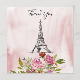 Convites Torre Eiffel de Aquarela Borgonha Obrigado Casamen