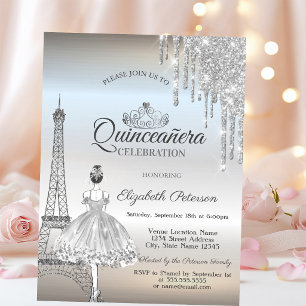 Convites Torre Eiffel de Paris,Drives,Ballerina Quinceañera