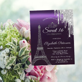 Convites Torre Eiffel de Paris, gotas, Doze Aniversário Doc