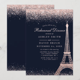 Convites Torre Eiffel de Paris Rosa Dourado Brilho Ensaio