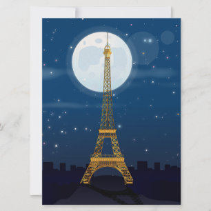 Convites Torre Eiffel desenho animado