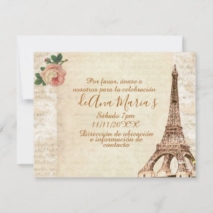 Convites Torre Eiffel elegante lamentável da Quinceanera