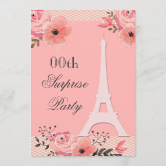 Convites Torre Eiffel floral chique de Paris do aniversário