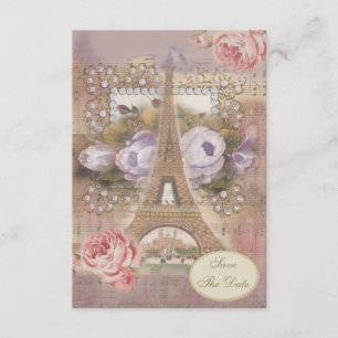 Convites Torre Eiffel Floral Shabby Chic Salve a Data