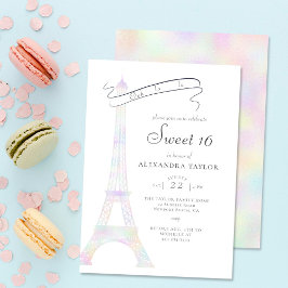 Convites Torre Eiffel Iridescente Boho Paris Sweet 16