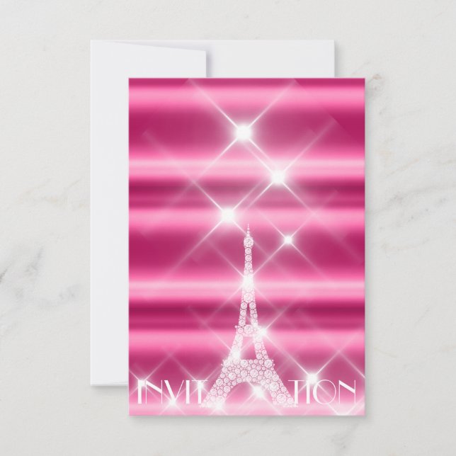 Convites Torre Eiffel Paris Bridal 16º Diamond Pink (Frente)