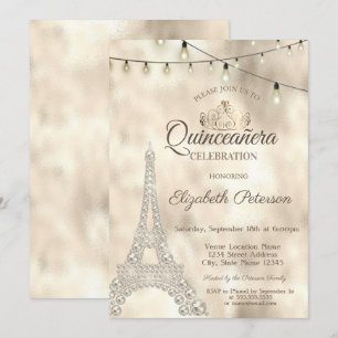 Convites Torre Eiffel, Tiara Dourada Quinceañera