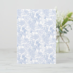Convites Torre Floral Vitoriana Azul de Wedgewood em Branco