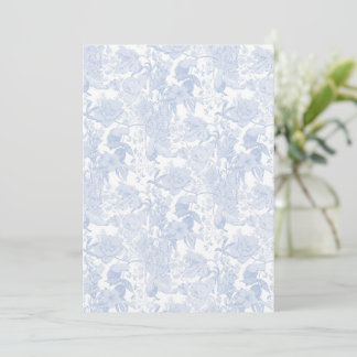 Convites Torre Floral Vitoriana Azul de Wedgewood em Branco