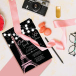 Convites Torre Negra Paris Eiffel Luzes Brilhantes 16<br><div class="desc">Prepare-se para brilhar e brilhar com o nosso convite de aniversário docinho e fofo dos Dezesseis! Esta tendência e design de na moda definem o tom perfeito para uma celebração inesquecível. Apresentando um falso rosa cor-de-rosa brilhando cintilante Paris Eiffel Tower adornada com luzes brancas suspensas brilhantes e um confetti brilhante...</div>