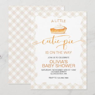 Convites Torta de abóbora Cutie Pie Outono xadrez Baby Show