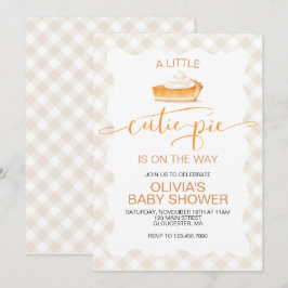 Convites Torta de abóbora Cutie Pie Outono xadrez Chá de Be
