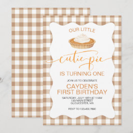 Convites Torta de abóbora Cutie Pie Outono xadrez Primeiro