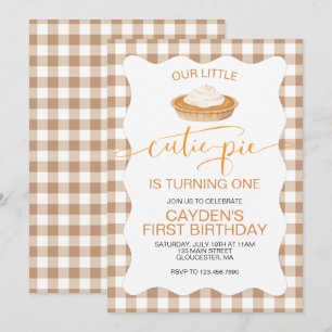Convites Torta de abóbora Cutie Pie Outono xadrez Primeiro