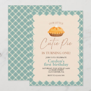 Convites Torta de abóbora Cutie Pie Outono xadrez Primeiro